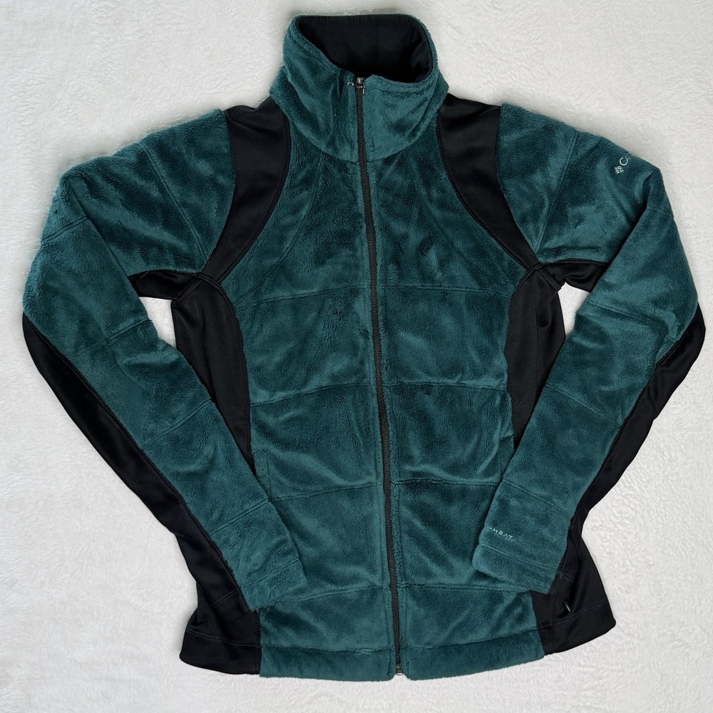 Columbia Lush Plush Womens M Teal Omni-Heat Fleece Full Zip Thermal Jacket Gorp